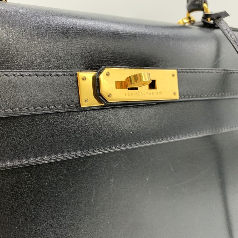 HERMES Kelly 32 Handbag, Sellier stitching, ○Y stamp, Box calf leather, Black... - Picture 6 of 12